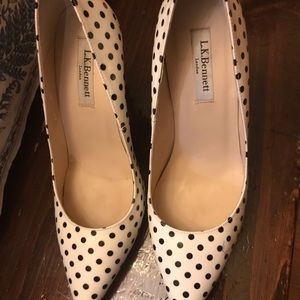 L.K. Bennett white with black polka dots 39/8!!